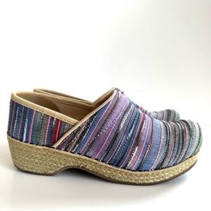DANSKO PROFESSIONAL VEGAN RAINBOW JUTE ARTISAN WEAVE ESPADRILLE CLOG Sz 6/36
